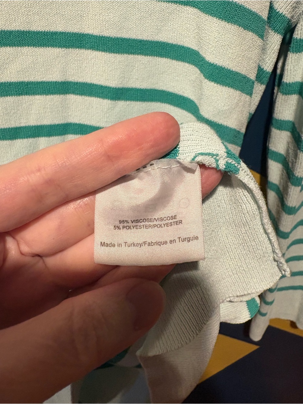 Tory Burch Green & Mint Striped Long Sleeve Top EUC - Picture 4 of 6